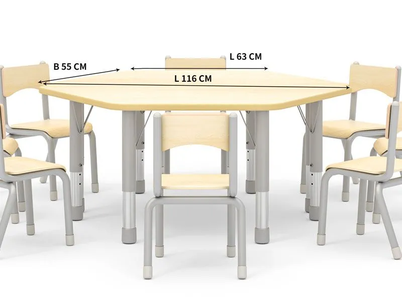 Trapez table Owlaf in grey dimensions with chair Owlaf Trapez table Owlaf in grey dimensions with chair Owlaf